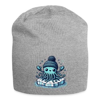 Amigurumi Monster auf einer Eisscholle - Jersey-Beanie - Grau meliert - Vorne