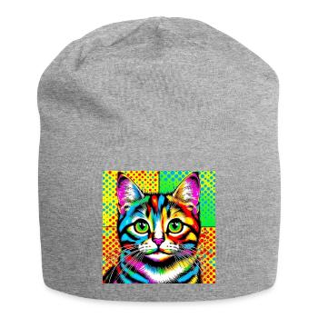 Cat Pop Art - Jersey Beanie - heather grey - Front
