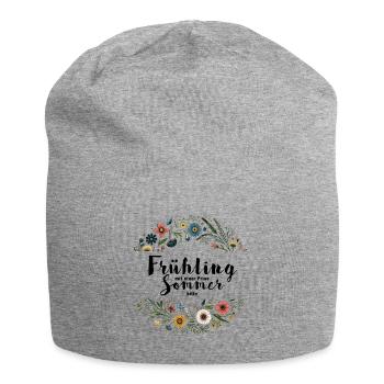 Frühling mit einer Prise Sommer, bitte! - Jersey-Beanie - Grau meliert - Vorne