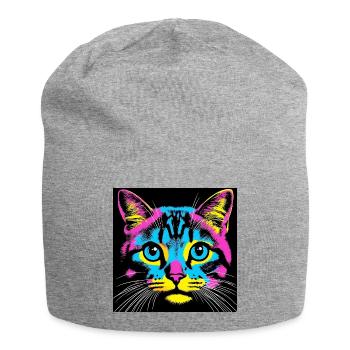 Katze Pop Art - Jersey-Beanie - Grau meliert - Vorne