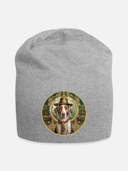 Jagdhund mit Hut - Jersey-Beanie - Grau meliert