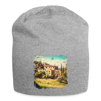 Paysage méditerranéen ensoleillé avec de vieilles maisons - Bonnet en jersey - gris chiné - Devant