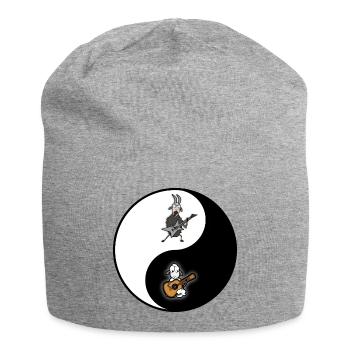 Hardrock vs Akustik Yin Yang alles im Einklang - Jersey-Beanie - Grau meliert - Vorne