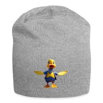 Schicke Ente im Schal - Jersey-Beanie - Grau meliert - Vorne