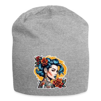 Rockabilly / Pin-up Girl / Frauenpower / 50er - Jersey-Beanie - Grau meliert - Vorne