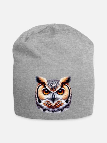 Eule - Jersey-Beanie - Grau meliert