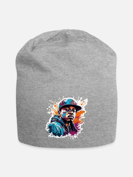 Rapper / Hip Hop / Song / cool / Reime / Beat - Jersey-Beanie - Grau meliert