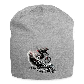 Downhill Schwerkraft Vertauen MTB Geschenk - Jersey-Beanie - Grau meliert - Vorne