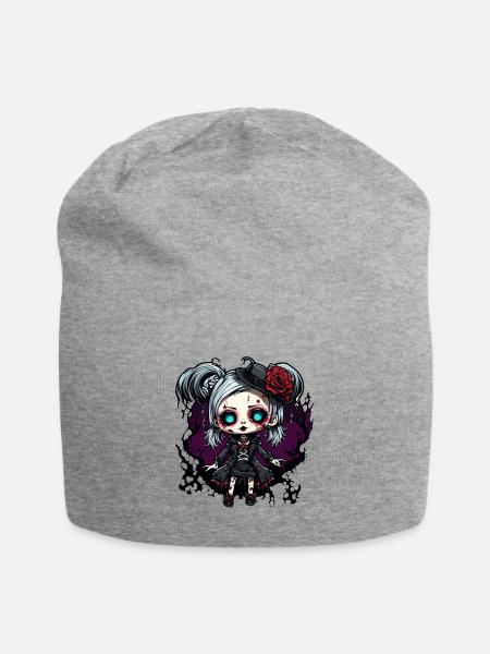 Horror Puppe / Halloween / gruselig / düster - Jersey-Beanie - Grau meliert