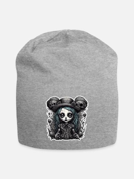Horror Puppe / Halloween / gruselig / düster - Jersey-Beanie - Grau meliert