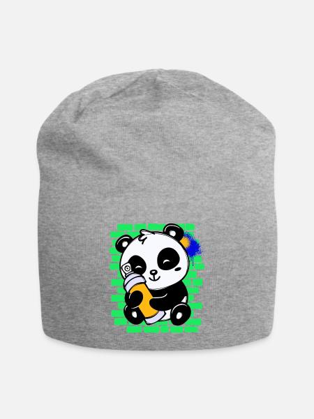 Graffiti Panda Zeichnen Illustration Spraydose - Jersey-Beanie - Grau meliert
