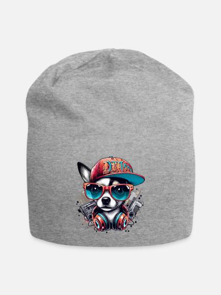 Cooler Chihuahua Hund Sonnenbrille Geschenk - Jersey-Beanie - Grau meliert