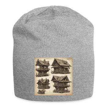 Plan / Sépia / Vintage / Rétro / Maison - Bonnet en jersey - gris chiné - Devant