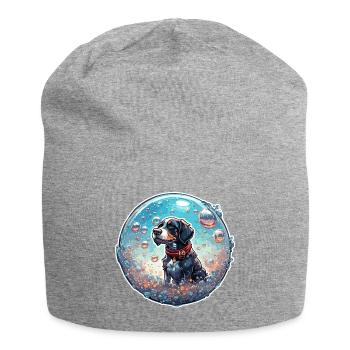 Animal dans bulle de savon / enfantin / mignon / chien - Bonnet en jersey - gris chiné - Devant