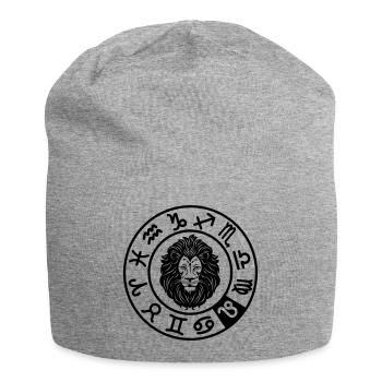 Signe du zodiaque Lion dans le cercle des douze signes - Bonnet en jersey - gris chiné - Devant