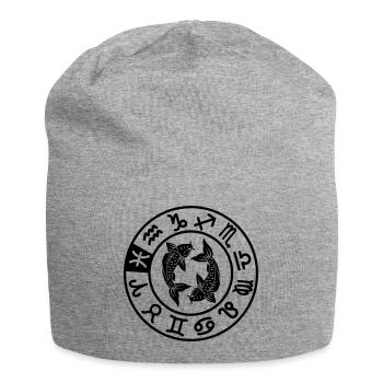 Signe du zodiaque Poissons dans le cercle des douze signes - Bonnet en jersey - gris chiné - Devant