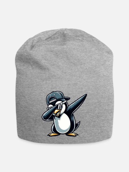 Cooler Pinguin Dabbing - Jersey-Beanie - Grau meliert