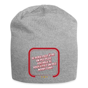 Vielleicht werde ich geselliger sein - Jersey-Beanie - Grau meliert - Vorne