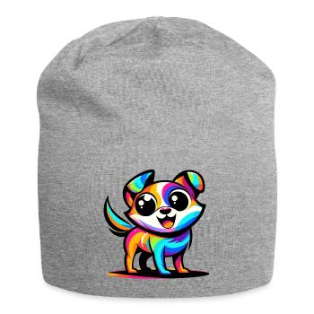 Ein lebendiger Hund im Cartoon-Stil - Jersey-Beanie - Grau meliert - Vorne