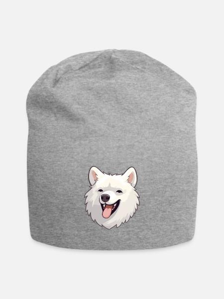 Spitz japonais chien race aquarelle dessin animé kawaii - Jersey-Beanie - grå meleret