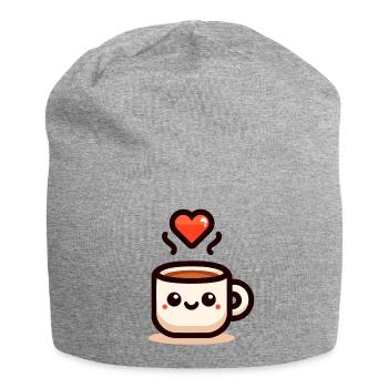 Cheery Cuppa: Ein Schluck Liebe - Jersey-Beanie - Grau meliert - Vorne