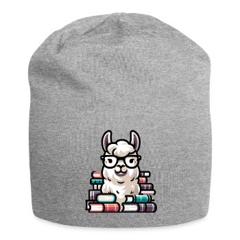 Lama rat de bibliothèque : l’alpaga littéraire - Bonnet en jersey - gris chiné - Devant