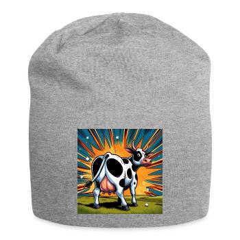 Kuh von hinten - Jersey-Beanie - Grau meliert - Vorne