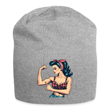 Strength strong woman rockabilly biceps gift - Jersey Beanie - heather grey - Front