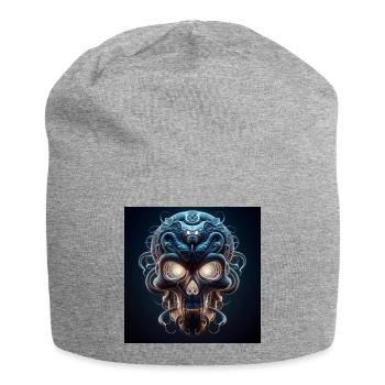 Crâne fusionné avec serpent 3D - Bonnet en jersey - gris chiné - Devant