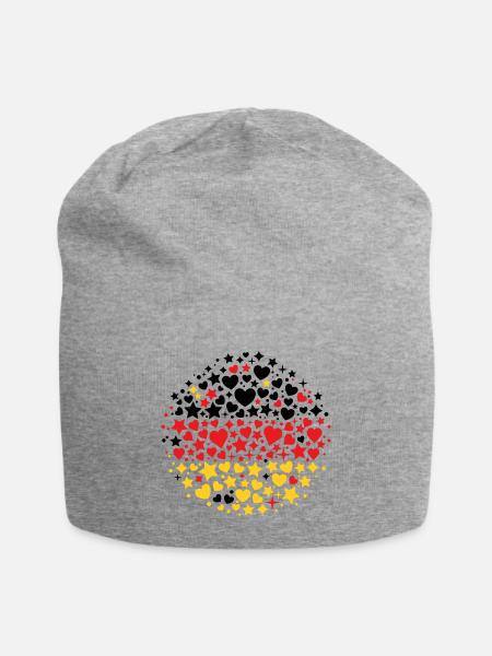 Deutsche Flagge Deutschland Fahne Herzen Sterne - Jersey-Beanie - Grau meliert