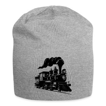 Dampflokomotive Zeichnung - Jersey-Beanie - Grau meliert - Vorne