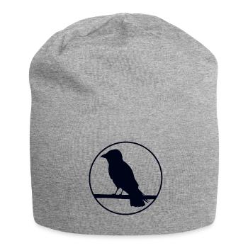 Crow on a branch - Jersey Beanie - heather grey - Front