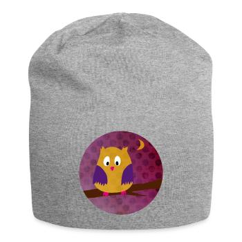 Owl Eagle Owl Dots Circle Woodland Purple Kids Animals - Jersey Beanie - heather grey - Front