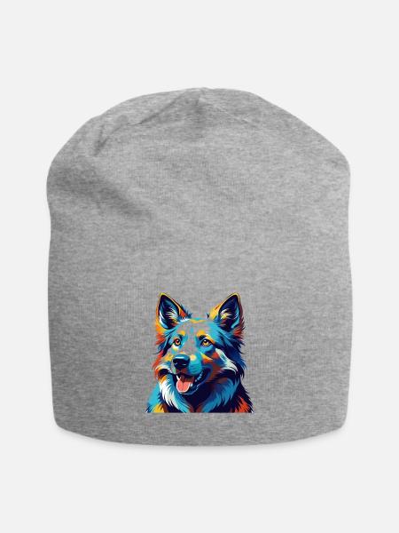 Weißer Schäferhund Hunderasse Bunte Karikatur Kawaii - Jersey-Beanie - Grau meliert