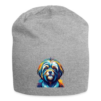 Tibetische Kyi Apso Hunderasse Bunte Karikatur Kawaii - Jersey-Beanie - Grau meliert - Vorne