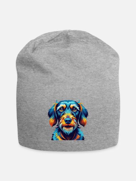 Drahthaariger Dackel Hunderasse Karikatur Kawaii - Jersey-Beanie - Grau meliert