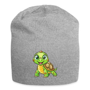 Schildkröte Niedliche Zeichentrickfigur Kawaii Clipart - Jersey-Beanie - Grau meliert - Vorne