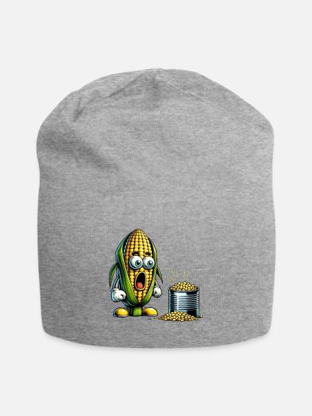 Lustiges Mais Design - Jersey-Beanie - Grau meliert