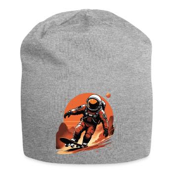 Astronaut racing on a skateboard on Mars - Jersey Beanie - heather grey - Front