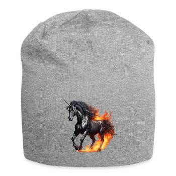 Das mächtige schwarze Einhorn - Jersey-Beanie - Grau meliert - Vorne
