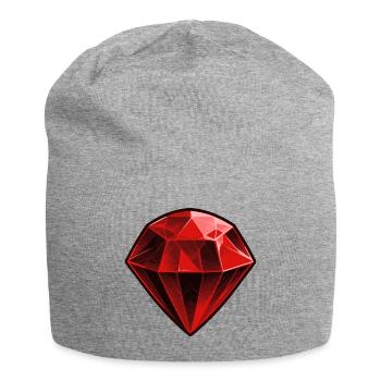 Précieuse pierre précieuse de rubis rouge - Bonnet en jersey - gris chiné - Devant