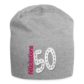Félicitations 50ème anniversaire - Bonnet en jersey - gris chiné - Devant