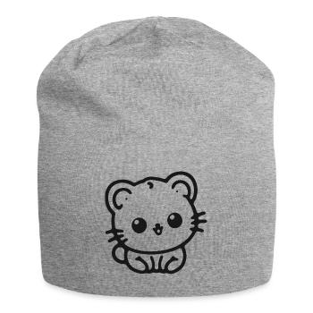 Kuschelpanda Kontur - Jersey-Beanie - Grau meliert - Vorne