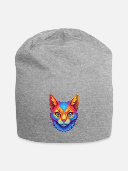 Europäische Kurzhaarkatze Rasse Cartoon Kawaii Tier - Jersey-Beanie - Grau meliert