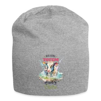 Mon animal totem c'est la vache - Bonnet en jersey - gris chiné - Devant