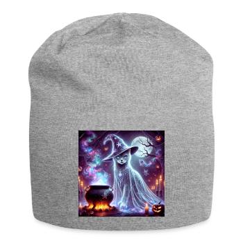 Chat fantôme sorcier mystérieux - Bonnet en jersey - gris chiné - Devant