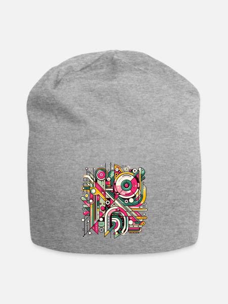 Neon Hypergrid Geometrie - Jersey-Beanie - Grau meliert