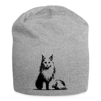 Maine Coon Cat - Jersey Beanie - heather grey - Front