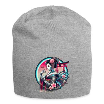 Yukiko Geisha: Timeless Beauty, Futuristic Power - Jersey-Beanie - Grau meliert - Vorne