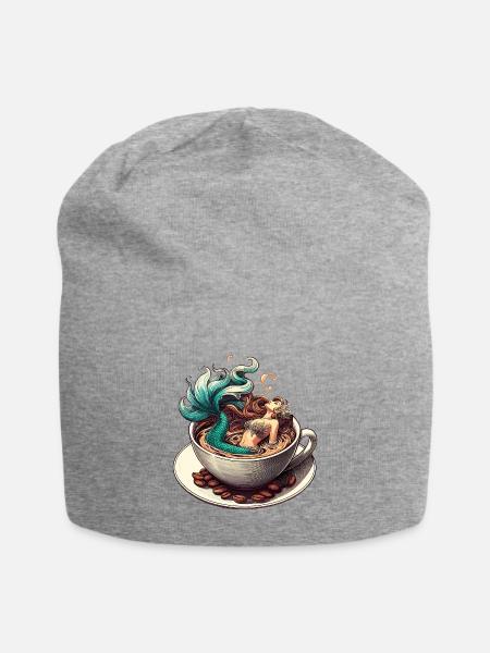 Meerjungfrau Nixe badet in Kaffee Geschenk - Jersey-Beanie - Grau meliert